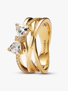Pandora Sparkling Bow & Crossover Band Ring